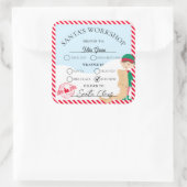 フェスティバルストライプレッドサンタのワークショップギフト スクエアシール (バッグ)