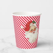 フェスティバルストライプレッドレトロサンタ 紙コップ (裏面)