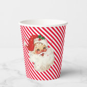 フェスティバルストライプレッドレトロサンタ 紙コップ (正面)