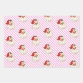 フェスティバルストライプレトロサンタクリスマス ラッピングペーパーシート (正面2)