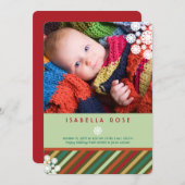 フェスティバルストライプ休日の写真誕生のお知らせ シーズンカード (正面/裏面)