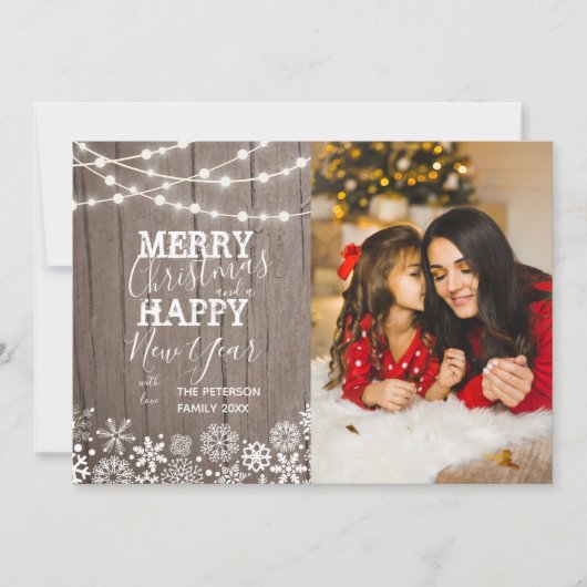 フェスティバルストリングライツスノーフォトクリスマス シーズンカード (正面)