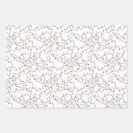 フェスティバルストリングライト&ギフト&クリスマスストライプクリスマス ラッピングペーパーシート