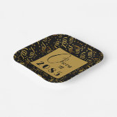 フェスティバルストリーマーブラックn金ゴールド新年パーティー ペーパープレート (傾斜あり)