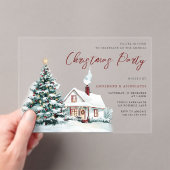 フェスティバルスノーイハウス&ツリークリスマスパーティー アクリル招待状 (インサイチュ (ポータブル))