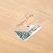 フェスティバルスノーイハウス&ツリークリスマスパーティー アクリル招待状 (レイダウン)