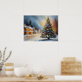 フェスティバルスノーキャビンとクリスマスツリー ポスター (キッチン)