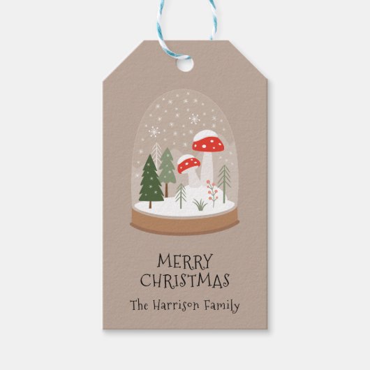 フェスティバルスノーグローブ写真クリスマス ギフトタグ (正面)