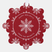 フェスティバルスノーフレークのクリスマスフォト オーナメントカード (正面)