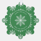 フェスティバルスノーフレークのクリスマスフォト オーナメントカード (正面)