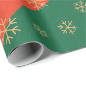 フェスティバルスノーフレークオンレッド&グリーンラッピング紙 ラッピングペーパー (ロールコーナー)