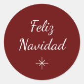 フェスティバルスノーフレーククリスマスシンプルホリデー赤 ラウンドシール (正面)