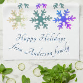 フェスティバルスノーフレーククリスマスツリーファミリーホリデー キッチンタオル (折り畳み)