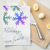 フェスティバルスノーフレーククリスマスツリーファミリーホリデー キッチンタオル (四つ折り)