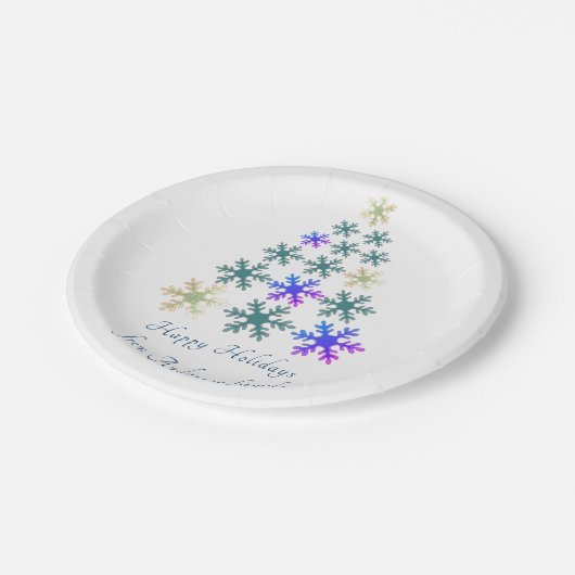フェスティバルスノーフレーククリスマスツリーファミリーホリデー ペーパープレート (アングル)