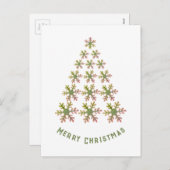 フェスティバルスノーフレーククリスマスツリーミニマリスト シーズンポストカード (正面/裏面)