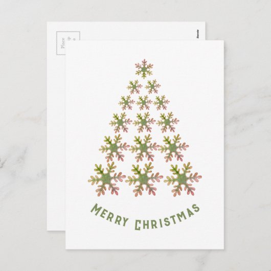 フェスティバルスノーフレーククリスマスツリーミニマリスト シーズンポストカード (正面/裏面)