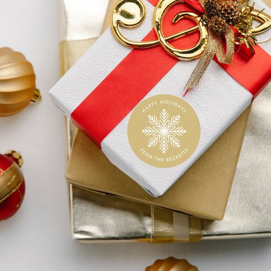 フェスティバルスノーフレーククリスマスホリデー ラウンドシール