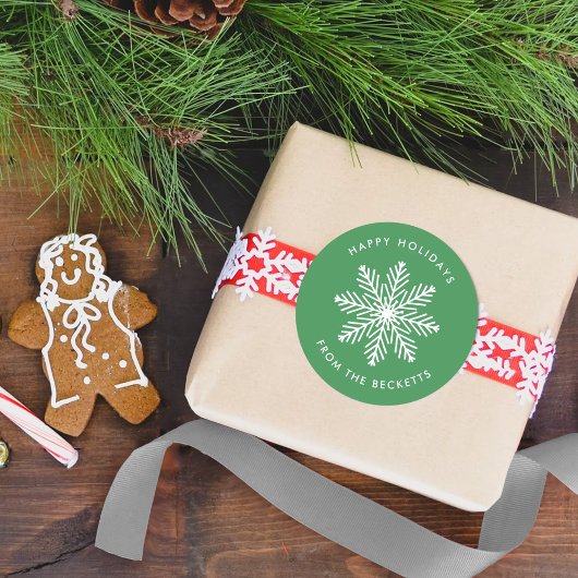 フェスティバルスノーフレーククリスマスホリデー ラウンドシール