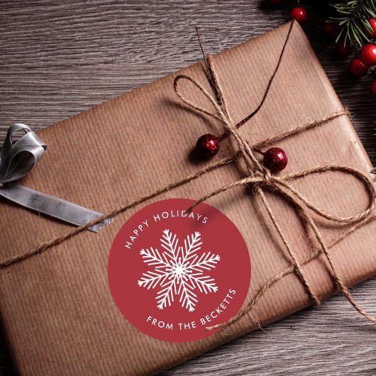 フェスティバルスノーフレーククリスマスホリデー ラウンドシール