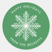 フェスティバルスノーフレーククリスマスホリデー ラウンドシール (正面)