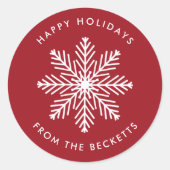 フェスティバルスノーフレーククリスマスホリデー ラウンドシール (正面)