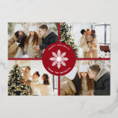 フェスティバルスノーフレーククリスマス4写真実在 箔シーズンカード (正面)