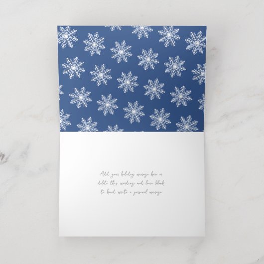 フェスティバルスノーフレーククリスマス4写真実在 箔シーズンカード (内側レイダウン)