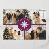 フェスティバルスノーフレーククリスマス4写真実在 箔シーズンカード (正面)