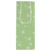 フェスティバルスノーフレークスオングリーンクリスマスホリデー ワインギフトバッグ (正面)