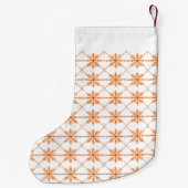 フェスティバルスノーフレークスパターン燃えたオレンジカスタム色 スモールクリスマスストッキング (裏面)