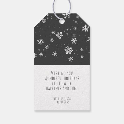 フェスティバルスノーフレークスメッセージグレークリスマスホリデー ギフトタグ (裏面)