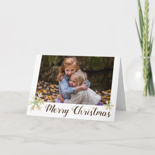 フェスティバルスノーフレークスメリークリスマスホリデーフォト シーズンカード (正面)