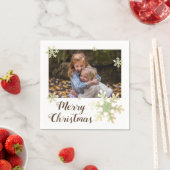 フェスティバルスノーフレークスメリークリスマスホリデーフォト スタンダードカクテルナプキン (インサイチュ)