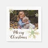 フェスティバルスノーフレークスメリークリスマスホリデーフォト スタンダードカクテルナプキン (正面)