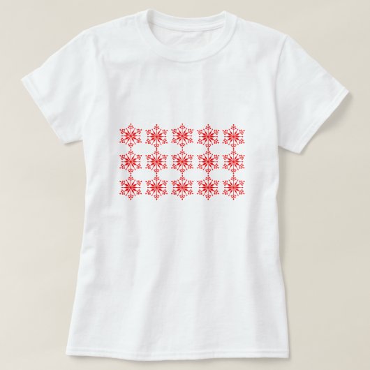 フェスティバルスノーフレークパターン（の模様が）あるクリスマストップ。 Tシャツ (デザイン正面)
