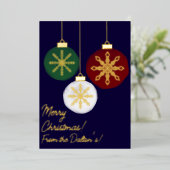 フェスティバルスノーフレークボーブルホワイトレッドグリーンクリスマス 箔シーズンカード (立ち正面)