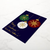 フェスティバルスノーフレークボーブルホワイトレッドグリーンクリスマス 箔シーズンカード (回転した状態)