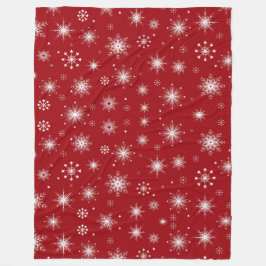 フェスティバルスノーフレーク赤鮮やか毛布 フリースブランケット