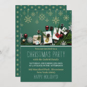 フェスティバルスノーフレーク、クリスマスパーティー招待状 案内状 (正面/裏面)