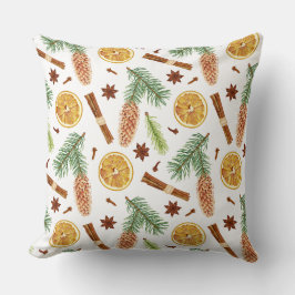 フェスティバルスパイスオレンジグリーンウィンターパターン クッション