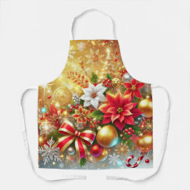 フェスティバルスパークルクリスマスポインセティアホリデイ魔法 エプロン