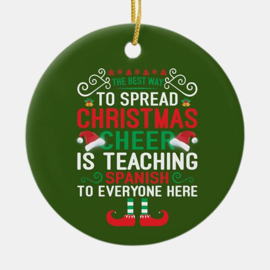 フェスティバルスペインの先生追加気持ち セラミックオーナメント (正面)