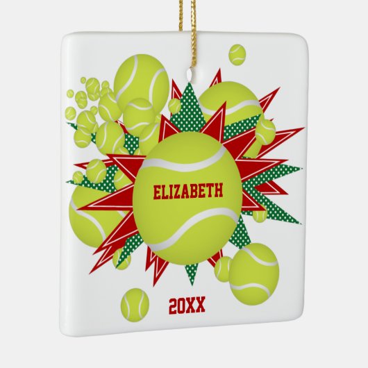 フェスティバルスポーツ赤い緑のテニスボールのパンク セラミックオーナメント (右)