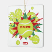 フェスティバルスポーツ赤い緑のテニスボールのパンク セラミックオーナメント (左)