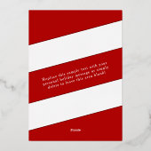 フェスティバルスメリークリプト赤とシルバーフォトクリスマス 箔シーズンカード (裏面)