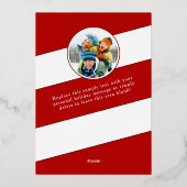 フェスティバルスメリークリプト赤と金ゴールド2フォトクリスマス 箔シーズンカード (裏面)