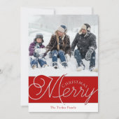 フェスティバルスメリークリプト赤&白フォトクリスマス シーズンカード (正面)