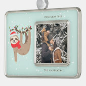 フェスティバルスロット自分の写真を追加 シルバープレートフレームオーナメント (左)