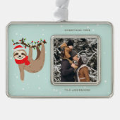 フェスティバルスロット自分の写真を追加 シルバープレートフレームオーナメント (正面)